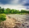 Russian landscape. Stream on the foreground