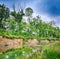 Russian landscape. Stream on the foreground