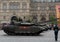 Russian main battle tank T-72B3 at the dress rehearsal for the Victory Day parade in Moscow on Red Square.