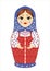 Russian matryoshka doll on a white background