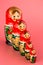 Russian matryoshka, wooden multi-colored toy, folk crafts