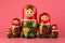 Russian matryoshka, wooden multi-colored toy, folk crafts