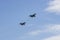 Russian MiG-29 multirole fighter jet and NATO-Fulcrum MiG-35 fighter jet demonstrate aerial refueling over airfield