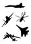 Russian military air force silhouettes set isolated on white background