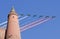 Russian military aircrafts fly in formation over Moscow during Victory Day parade, Russia