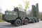 Russian military equipment close-up. In the city. Peaceful time. Anti-aircraft gun S-300