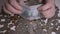 Russian money rubbles and coins over white table Hands count money slow motion hd footage abstract