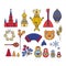 Russian Moscow set of icons thin line symbols. Vector illustration