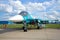 The Russian multifunctional fighter-bomber Su-34 takes part