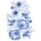 Russian national floral pattern in style Gzhel (a flowers of Russian ceramics, painted blue on white).