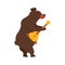 Russian national traditional symbol and mascot playing classic folk musical instrument balalaika. Brown bear flat vector