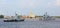Russian Navy ships in the Neva river against the Peter and Paul fortress