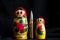 Russian nesting doll with a bullet inside, Russian aggressive culture, war in Ukraine with Russians