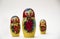 Russian nesting dolls on a white background