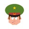 Russian Officer confused emoji. Soldier oops face avatar. perple