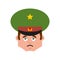 Russian Officer sad emoji. Soldier sorrowful emotion avatar. Dul