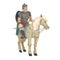 Russian old warrior with bow on horse. Vector illustration