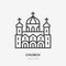 Russian orthodox church flat line icon. Vector thin sign of chapel exterior, christian logo. Religion building outline