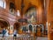 Russian orthodox church of St. Mary Magdalene on Mount of Olives in Kidron valley opposite walls of Old City of Jerusalem, Israel