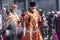 A Russian Orthodox priest with a smoking censer during an Easter procession