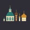 Russian ortodox church domes with crosses