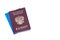 Russian passport lying on top of the passport of Kyrgyzstan change of nationality