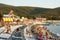 Russian resort. The Gelendzhik district. Kabardian. 25.17.2017 18:55 pm People relax on the beach, awaiting the sunset. The