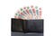 Russian rouble bills in black leather wallet