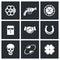 Russian roulette game icons. Vector Illustration.