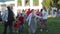 Russian round dance to the sound of a balalaika at the festival in Suzdal