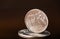 Russian ruble coin on desk
