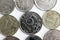 Russian ruble coins, cash metal money, savings and investments