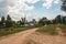 Russian rural landscape - dusty village road