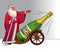 Russian Santa Claus Ded Moroz and champagne bottle