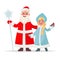 Russian Santa Claus. Grandfather Frost and Snow Maiden on a whit