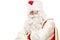 Russian Santa Claus in a suit with a beard. Close-up. Isolated on a white background. Space for text. New Year and Christmas