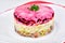 Russian Shuba Salad with Beetroot, Potatoes, Carrots and Herring