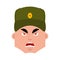 Russian soldier angry emoji. Warrior evil emotions avatar. aggre