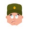 Russian soldier confused emoji oops. Warrior perplexed emotions.