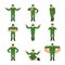 Russian Soldier set poses. Warrior happy and yoga. sleeping and