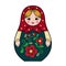 Russian souvenir matryoshka doll in cartoon style