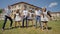 Russian students graduate dancing on the day of graduation from school years.