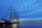 Russian tall ship and Downtown Vancouver