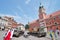 Russian tank and self-propelled howitzer on Castle Square, Warsaw, Poland