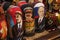 Russian traditional nested dolls. Dolls have a portrait of Vladimir Lenin, Vladimir Putin and Joseph Stalin. Modern caricatures