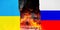 Russian and Ukrainian flags War between Ukraine and Russia