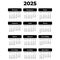 Russian vertical calendar for 2025 year. Large bold font. Isolated vector. Template for planner