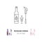 Russian vodka bottle, russian food and drink. Traveling in Russia ultra-trendy symbol, thin line art icons. Vector