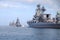 The russian warships are in the bay of Sevastopol.