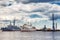 Russian warships and the oceanographic research vessel Admiral Vladimirsky are in Srednyaya gavan Middle harbor in Kronstadt